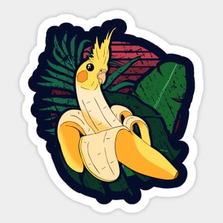 vaporwave forest banana cockatiel Sticker